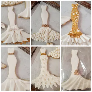 Custom wedding dress cookies.