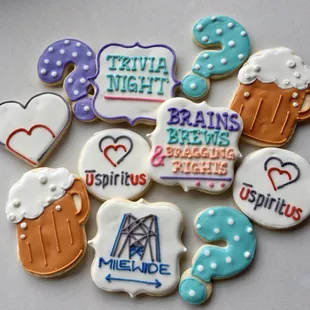 a variety of decorated cookies