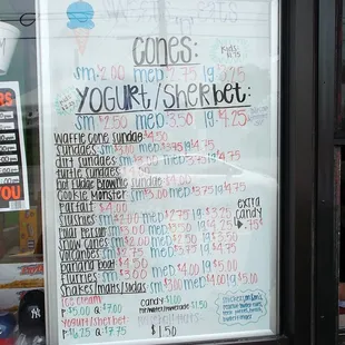 a menu in a window
