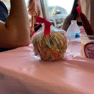Fruity Pebble candy apple!
