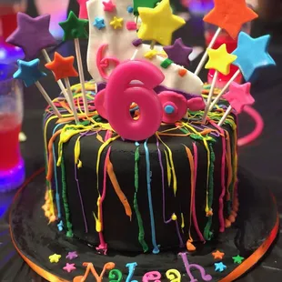 a birthday cake decorated with icing