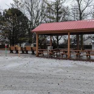 Cool park area across the parking lot that is along the bike trail