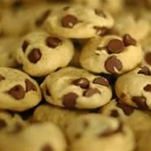 a pile of chocolate chip cookies