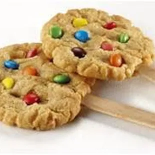 two cookies with m &amp; m's on them