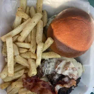 Cheeseburger and fries