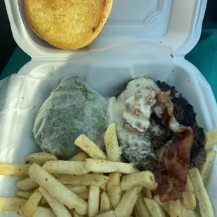 Cheeseburger and fries