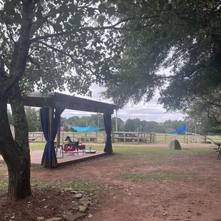 Open play area next to the animals