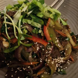 Japchae Korean Glass Noodle Stir Fry w/NM Bison