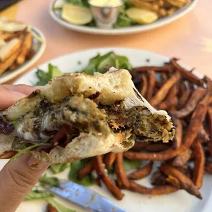 Inside the lentil burger! Mmmm