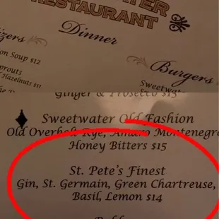 The specialty cocktail I tried.