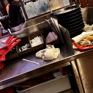 a kitchen with a lot of food on the counter