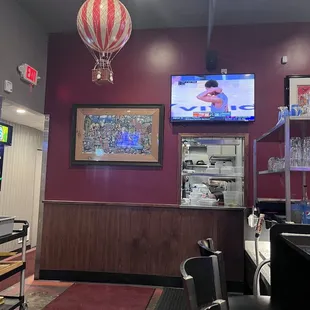 a hot air balloon hanging from the ceiling