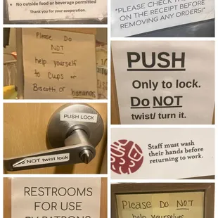 I love all of the signs telling us what we cannot do! I enjoy reading things while I drink coffee.