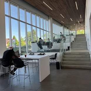 Library seating next to the booth.