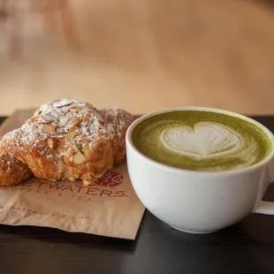 Matcha Latte &amp; Almond Croissant