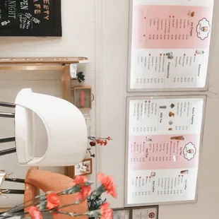 menus on the wall