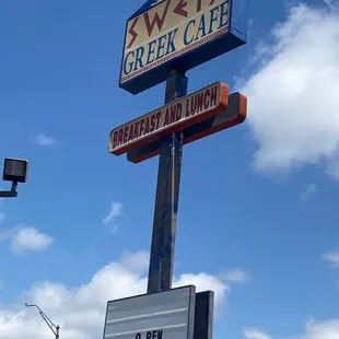 a sign for the restaurant