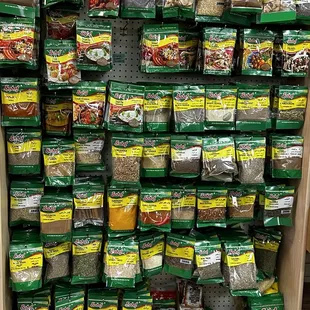 a display of various varieties of food