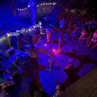 Looking down on band from upper deck