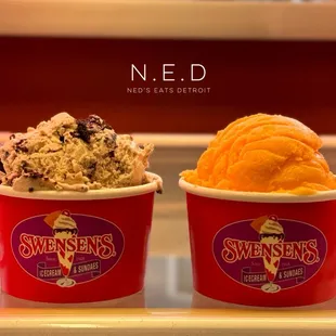 Cookies and Cream Ice Cream and Orange Sorbet