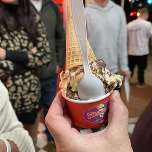 Cheers to an amazing Small Scoop of Mocha Fudge Ice Cream at Swensen's in San Francisco.