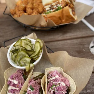 Fish tacos  Buffalo chicken sandwich