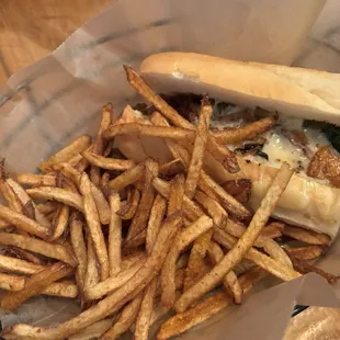 Veggie Sub and Old Bay Fries