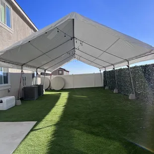 20x40 canopy, round tables, chairs