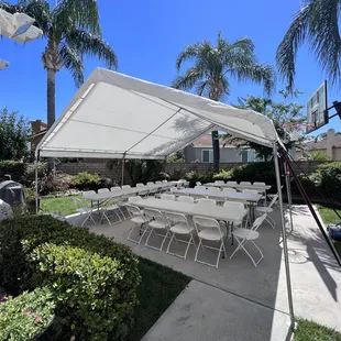 Canopy, tables, chairs