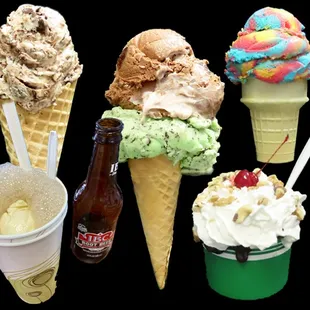 Ice Cream Cones, Milk Shakes, Root Beer Floats &amp; Hot Fudge Sundaes.