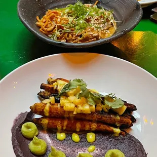 Pad thai and carrots al pastor