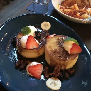 Soufflé pancakes. Okay but definitely not soufflé. More like cornbread.