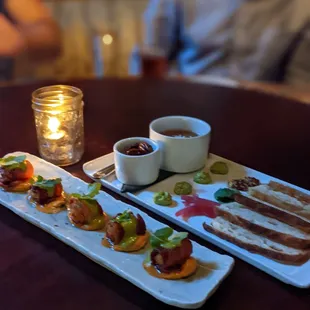 Tiger Apricots (left) and Rillette &amp; Focaccia (right)