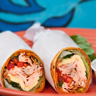 Turkey bacon swiss wrap, served with homemade ranch, 6.75