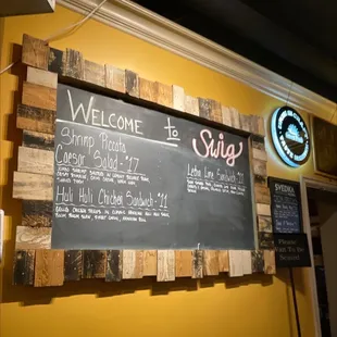 Board that shows the specials of the day