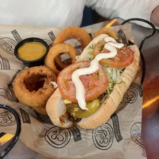 Cheesesteak Hoagie + onion rings