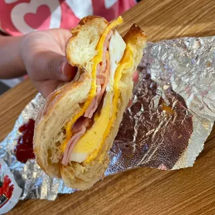 Ham, egg, and cheese crossant