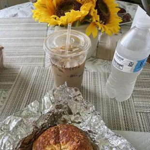 Asiago bagel breakfast sandwich