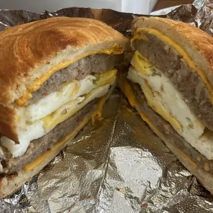 Croissant egg cheese and sausage