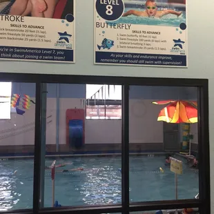 Colorful decorations above the pool