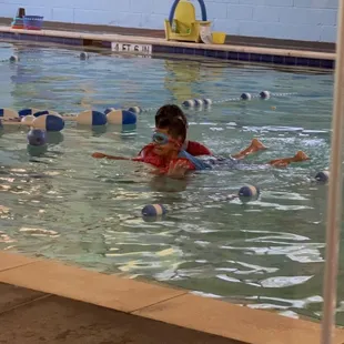 My sons first swimming class