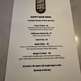 menu