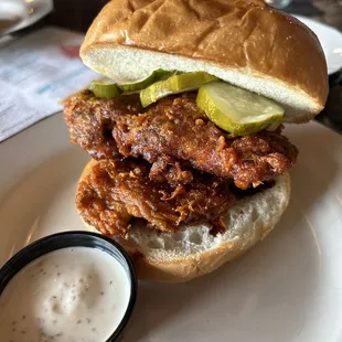 Crispy hot chicken sandwich