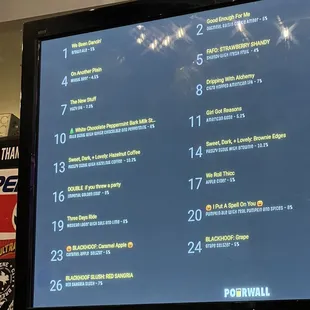 a menu on a tv screen