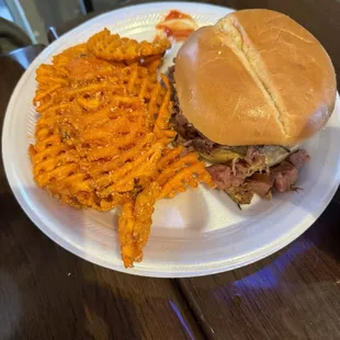 Pool Sandwich and sweet potatoes