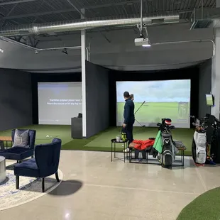 Our group playing on the Trackman!