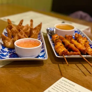 two plates of food on a table