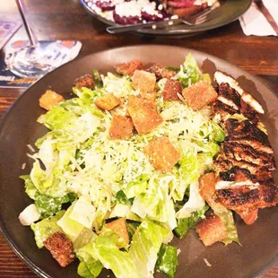 Garlicky caesar + grilled blackened chicken