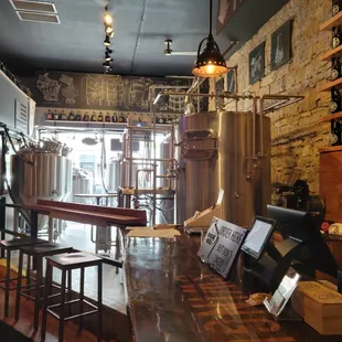 the interior of the brewery