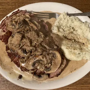 A little mushroom cream sauce on my Smoked Bacon Wrapped Chicken Cordon Bleu. You gotta wrap em yourself but it's worth it.